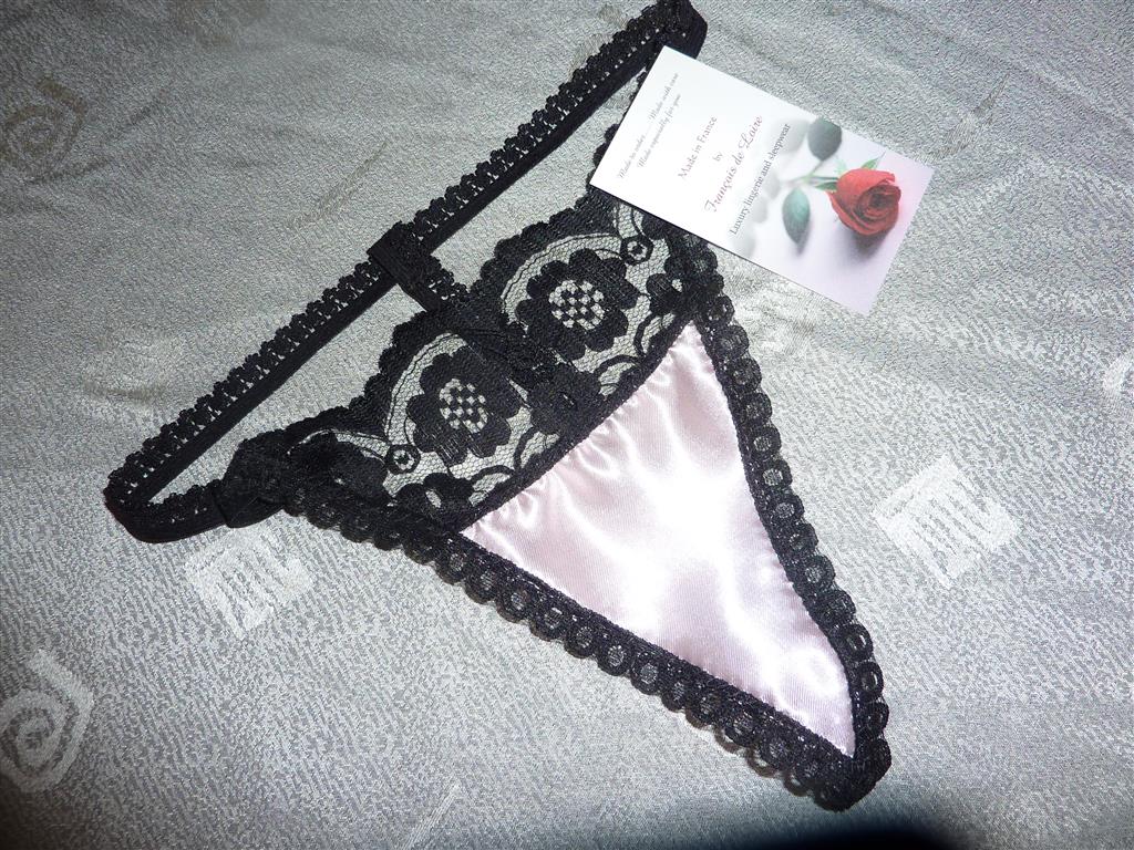 pink satin and lace G string