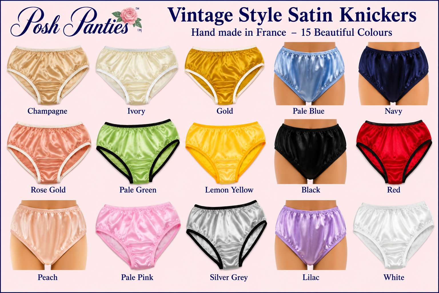 High waist vintage style knickers colour chart